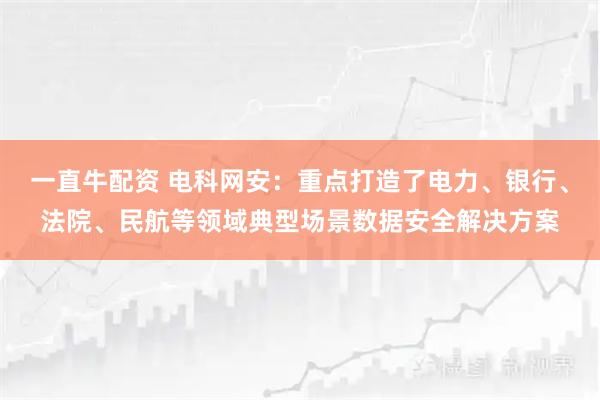 一直牛配资 电科网安：重点打造了电力、银行、法院、民航等领域典型场景数据安全解决方案