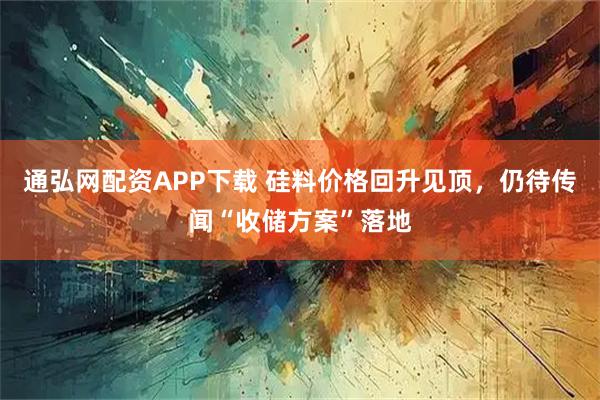 通弘网配资APP下载 硅料价格回升见顶，仍待传闻“收储方案”落地