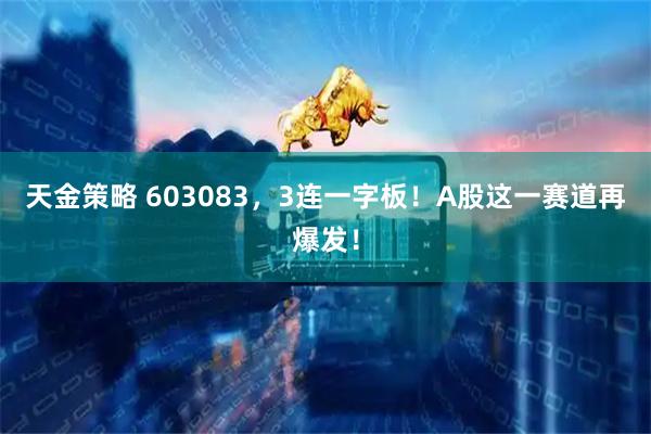 天金策略 603083，3连一字板！A股这一赛道再爆发！